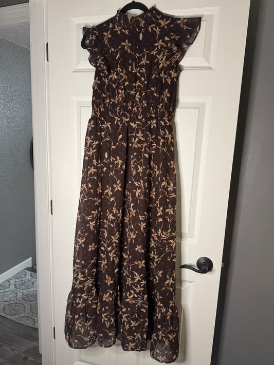 Baltic born short sleeve dress xl brown beige gold floral new without tags