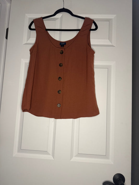 Daytrip button up sleeveless blouse large rust brown