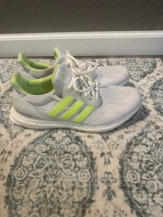 Adidas ultra boost sneakers size 10 white w lime green