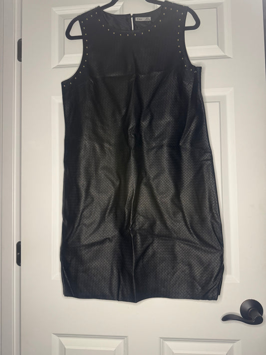 Dex large sleeveless dress pleather w gold beading