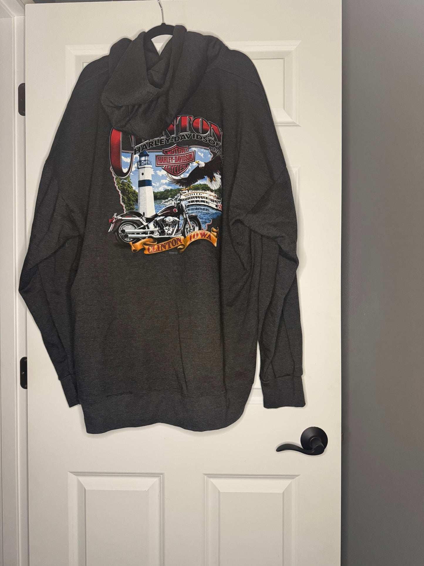 Harley Davidson Clinton Harley hooded men’s zip up 4xl charcoal nwot