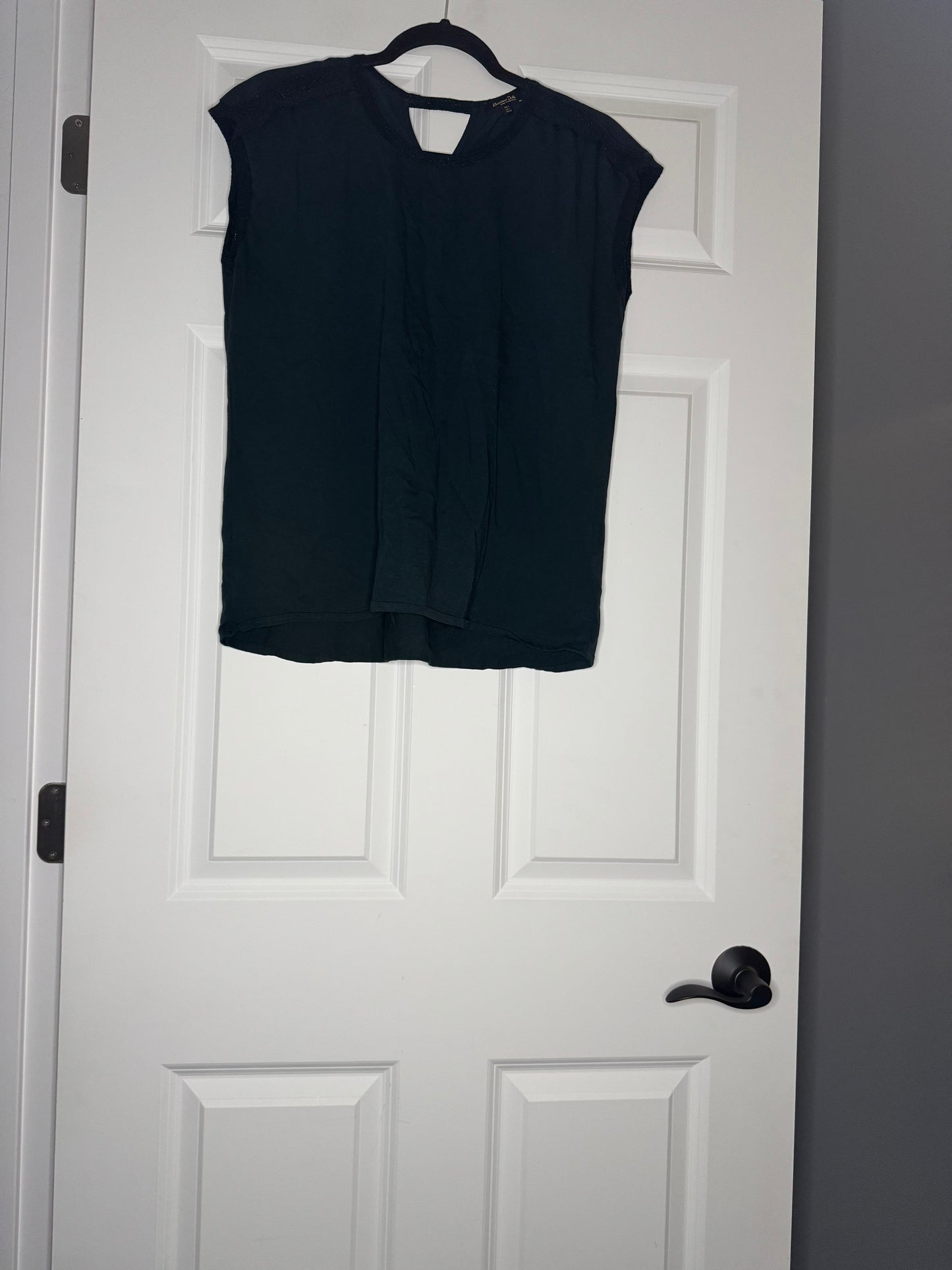 Massimo butti short sleeve blouse green w sparkle trim large