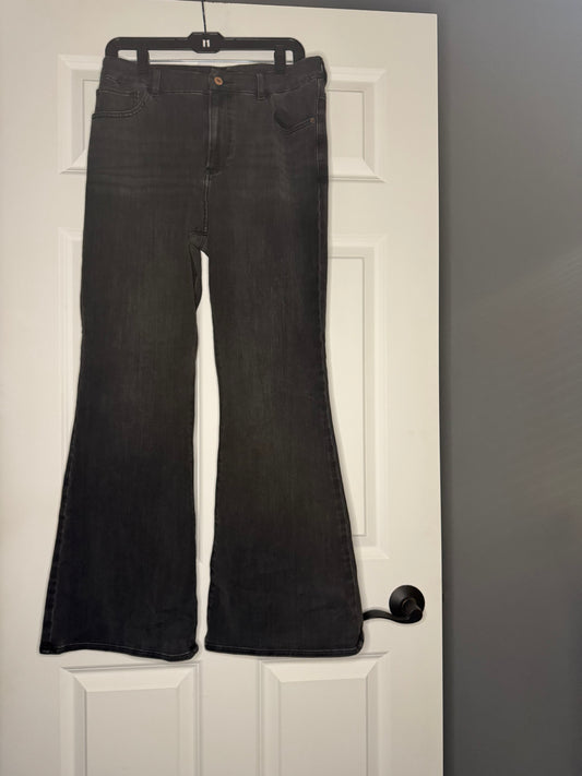 Express flare high rise ultra hyper stretch charcoal jeans large 12/14/16