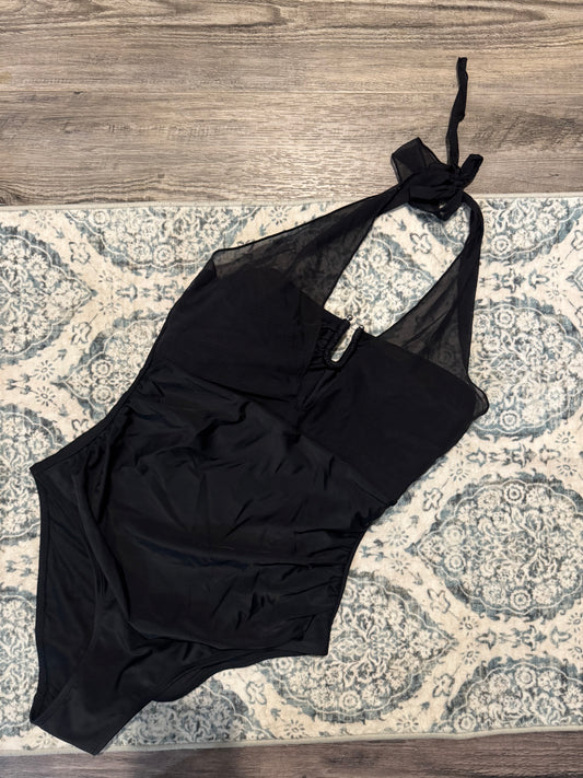 Cupshe one piece swimsuit size medium black mesh halter