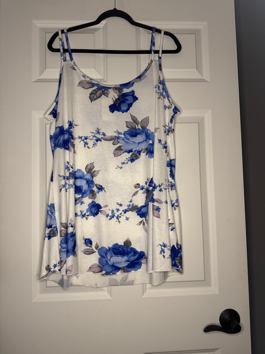 Unbranded sleeveless blouse xl white w purple gray blue floral nwt