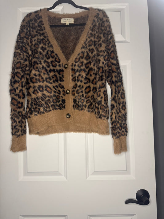 Anthropologie cloth and stone cardigan cheetah medium black and brown