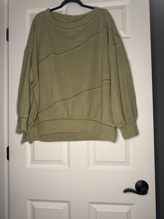 Free people large green sweater ribbed