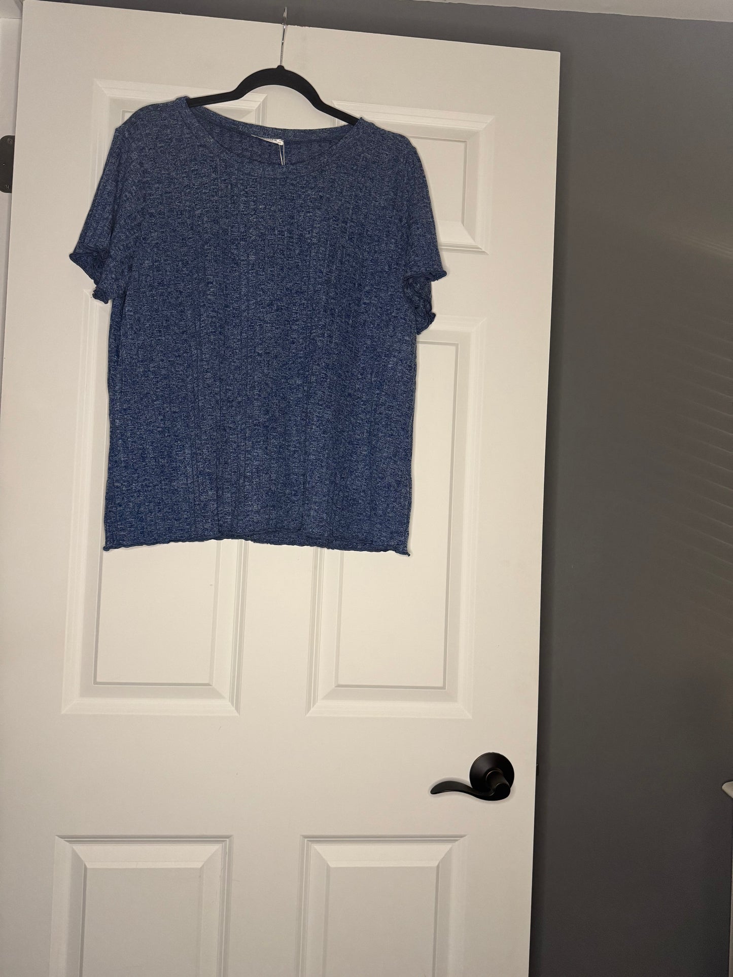 Ekouaer 2 piece lounge set 2xl short sleeve top and shorts blue heathered nwt