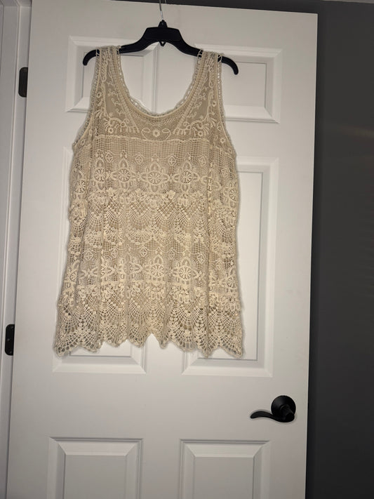 Dress barn sleeveless cream crochet top 22/24 nwt