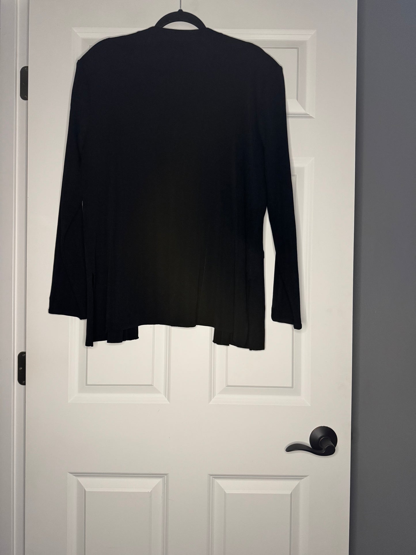 Ming Wong cardigan xl black w gold decor buttons shoulder pads