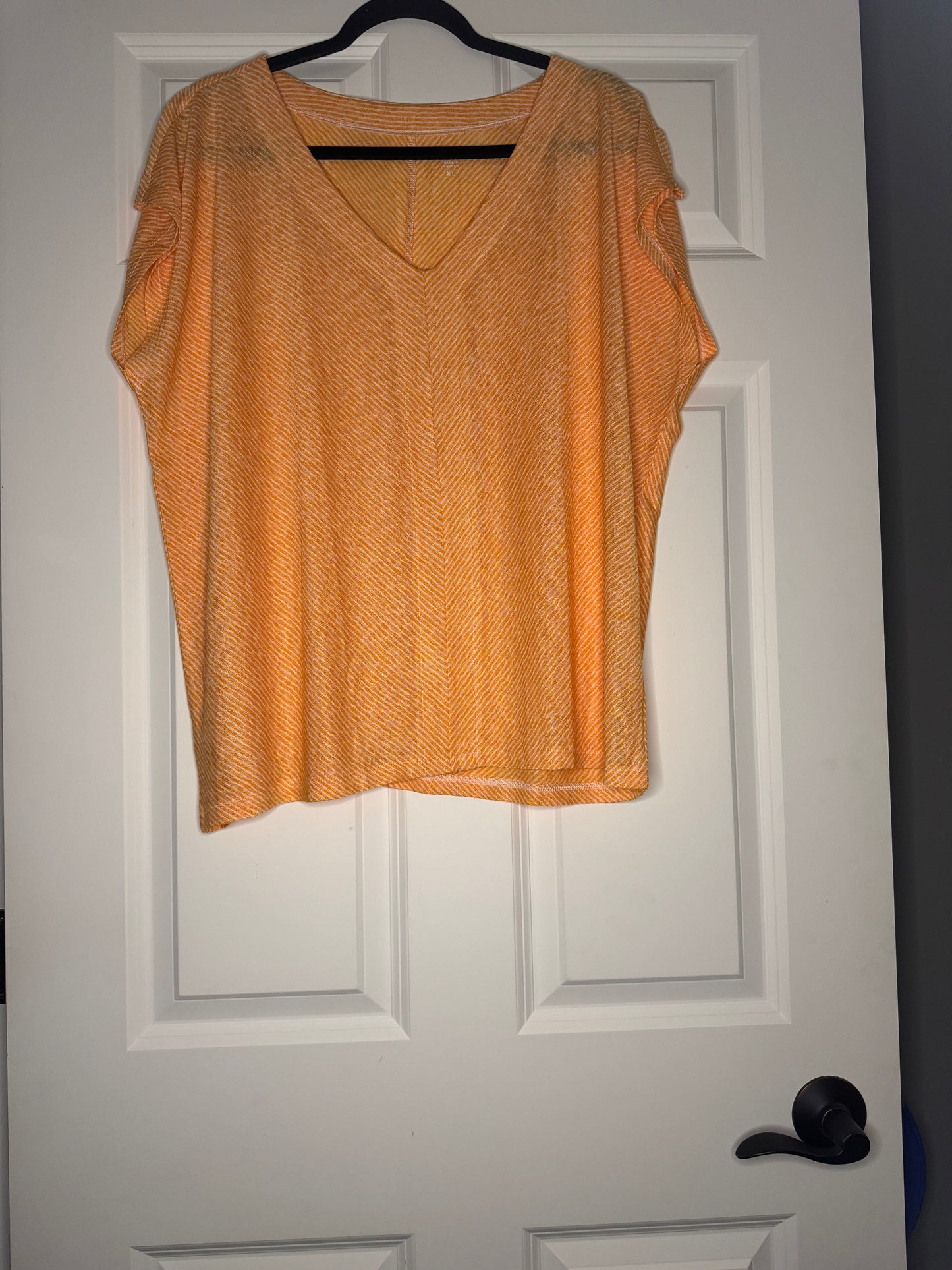 Loft short sleeve blouse xl orange and white stripe