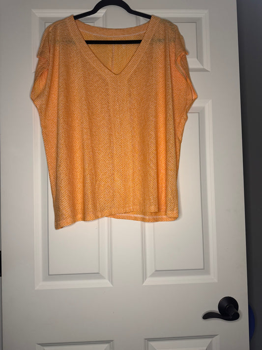 Loft short sleeve blouse xl orange and white stripe