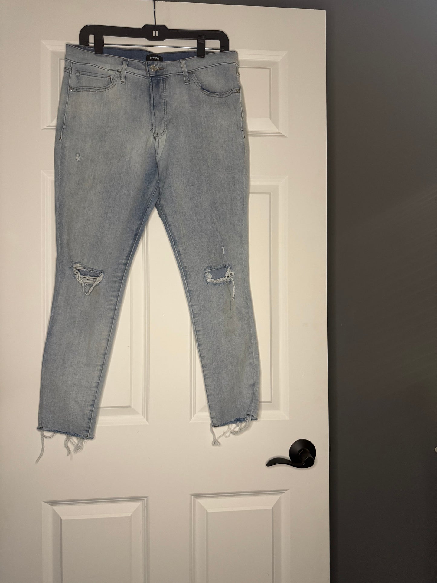 Express skinny high rise 4 way hyper stretch jeans 12 r light wash