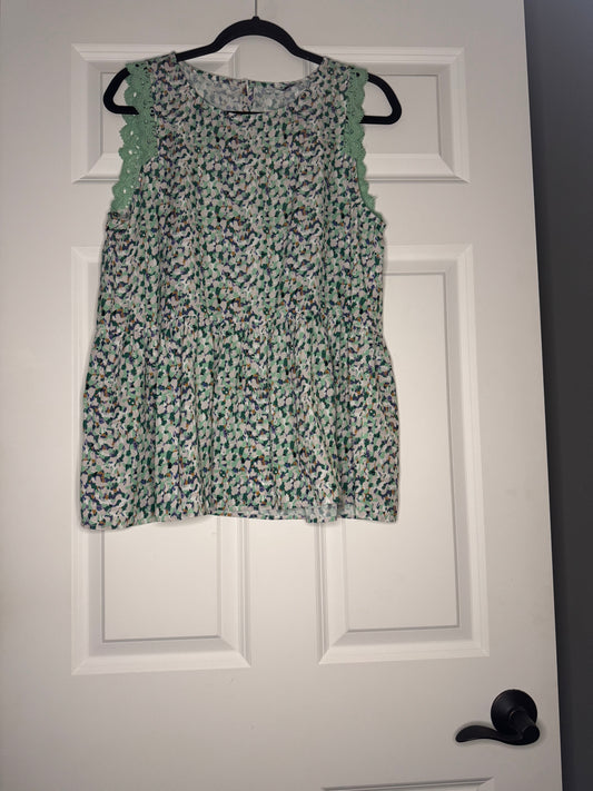Staccato sleeveless blouse green purple brown black gray lace nwt 32