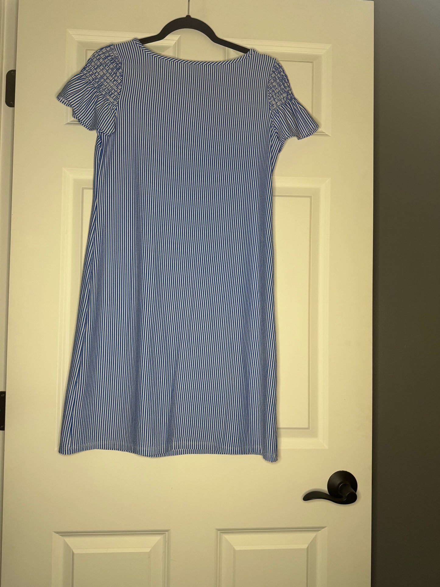 Talbots short sleeve dress blue white stripe small petite nwt 119