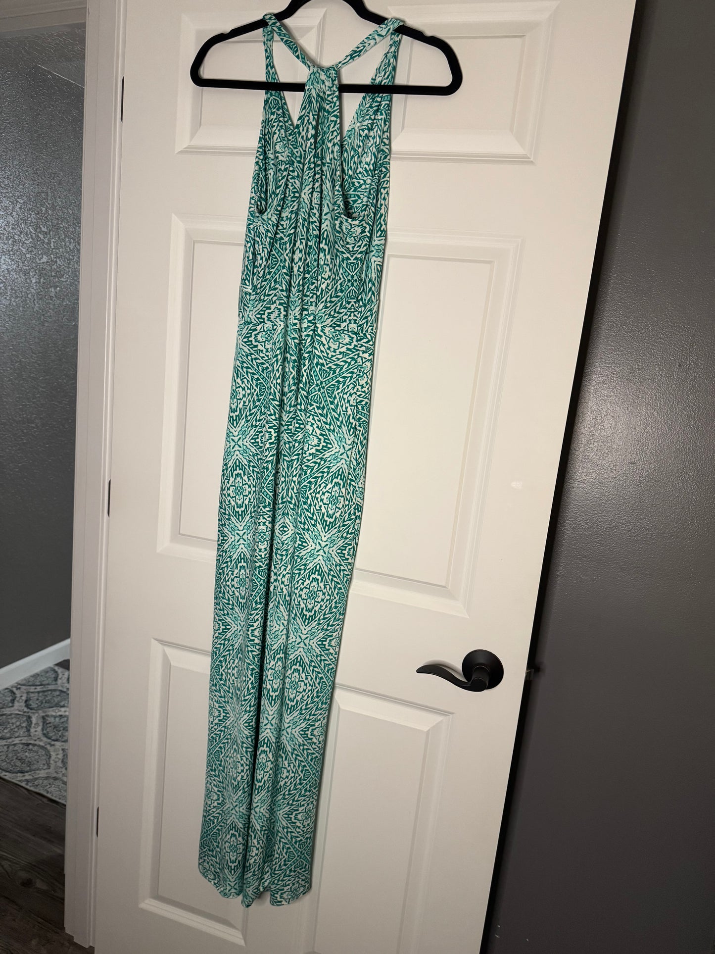 Le Lis sleeveless maxi dress medium green white print