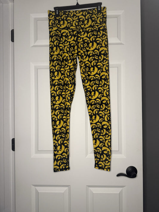 Zoozatz Athleisure Iowa Hawkeyes Leggings Large Black Yellow Nwt 