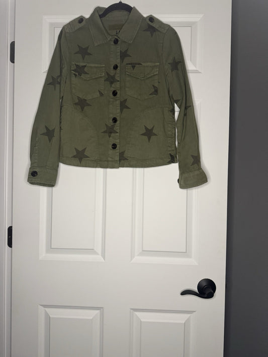 Blank Nyc Jacket XS Green With Star Print
