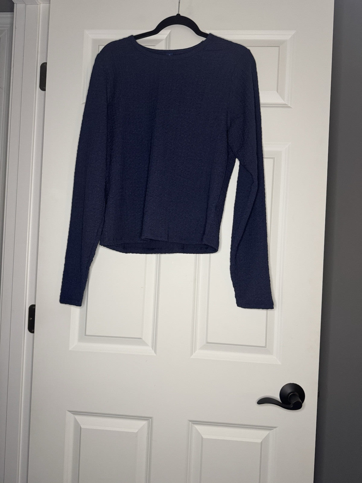 Old Navy Long Sleeve Top Xl Tall Blue Ruching Pattern Nwt 