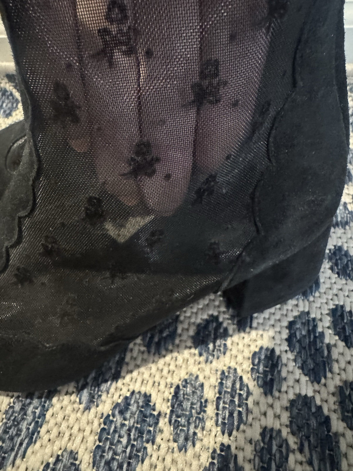Coach Booties Pointed With Mesh Black Print 8.5 Small Scuff On Points 