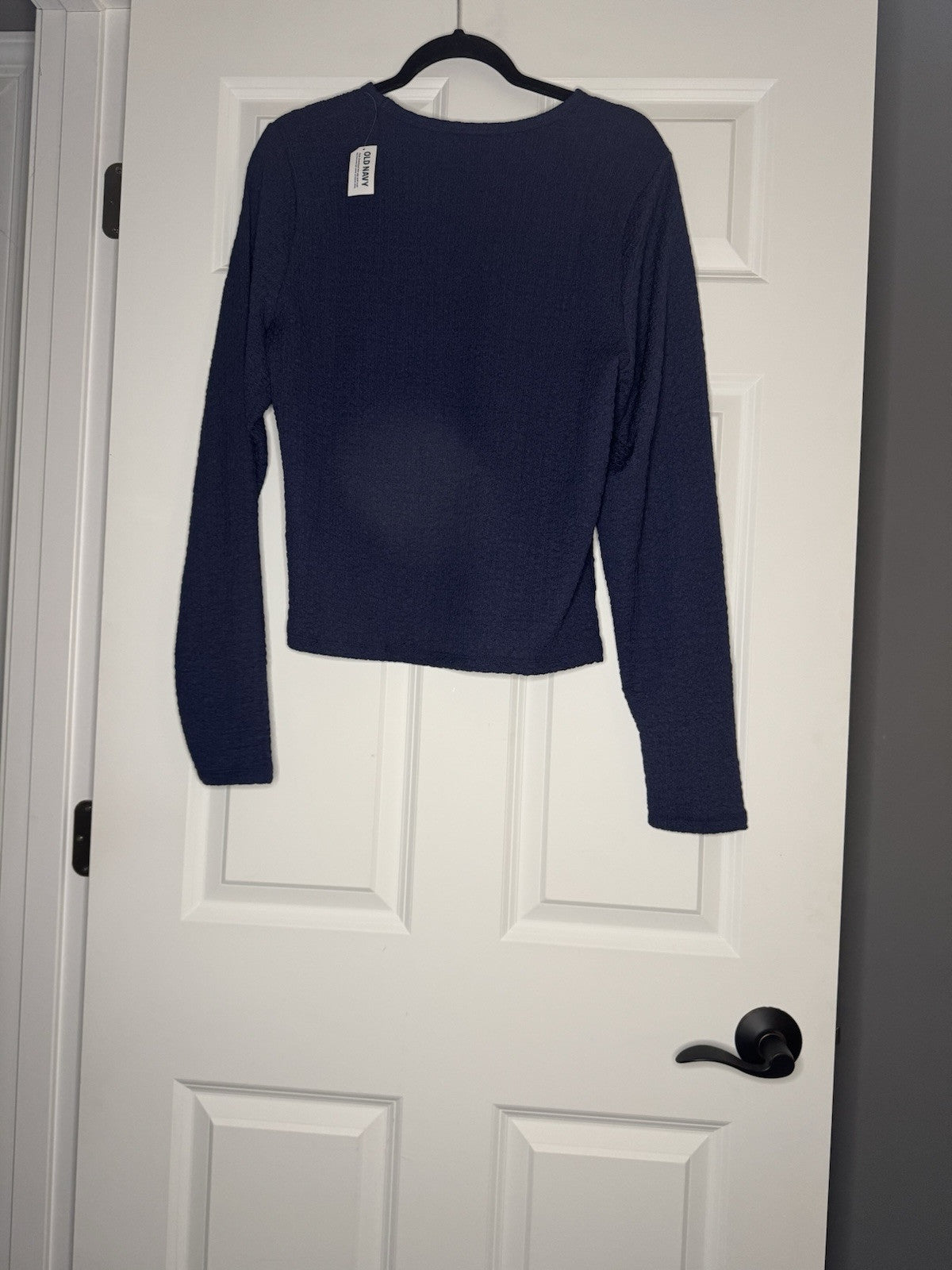 Old Navy Long Sleeve Top Xl Tall Blue Ruching Pattern Nwt 