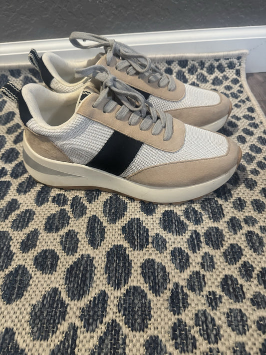 Shu Shop Platform Sneakers 8.5 Black Tan White Excellent Besides One Small Mark