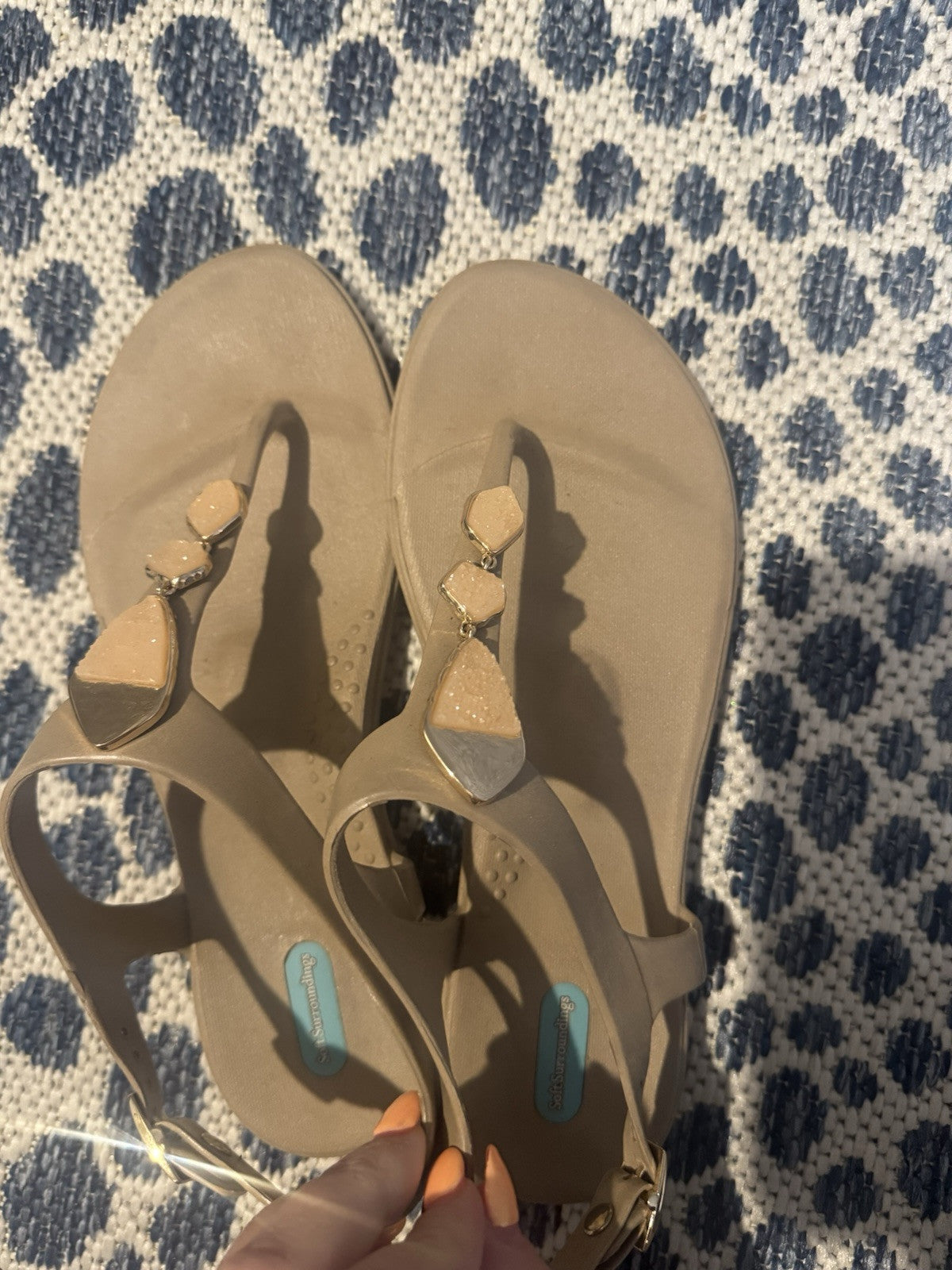 Soft Surroundings Sandals Beige With Beading Size 8