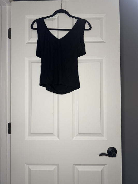 Zyia Tank Top Criss Cross Cut Out Back Xl Black 