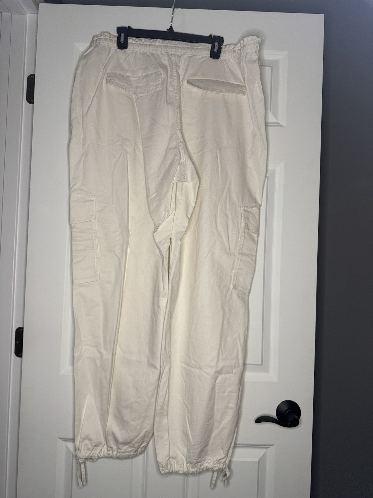Abercrombie And Fitch Elastic Waist Cargo Pants Drawstring Legs Xl Cream 
