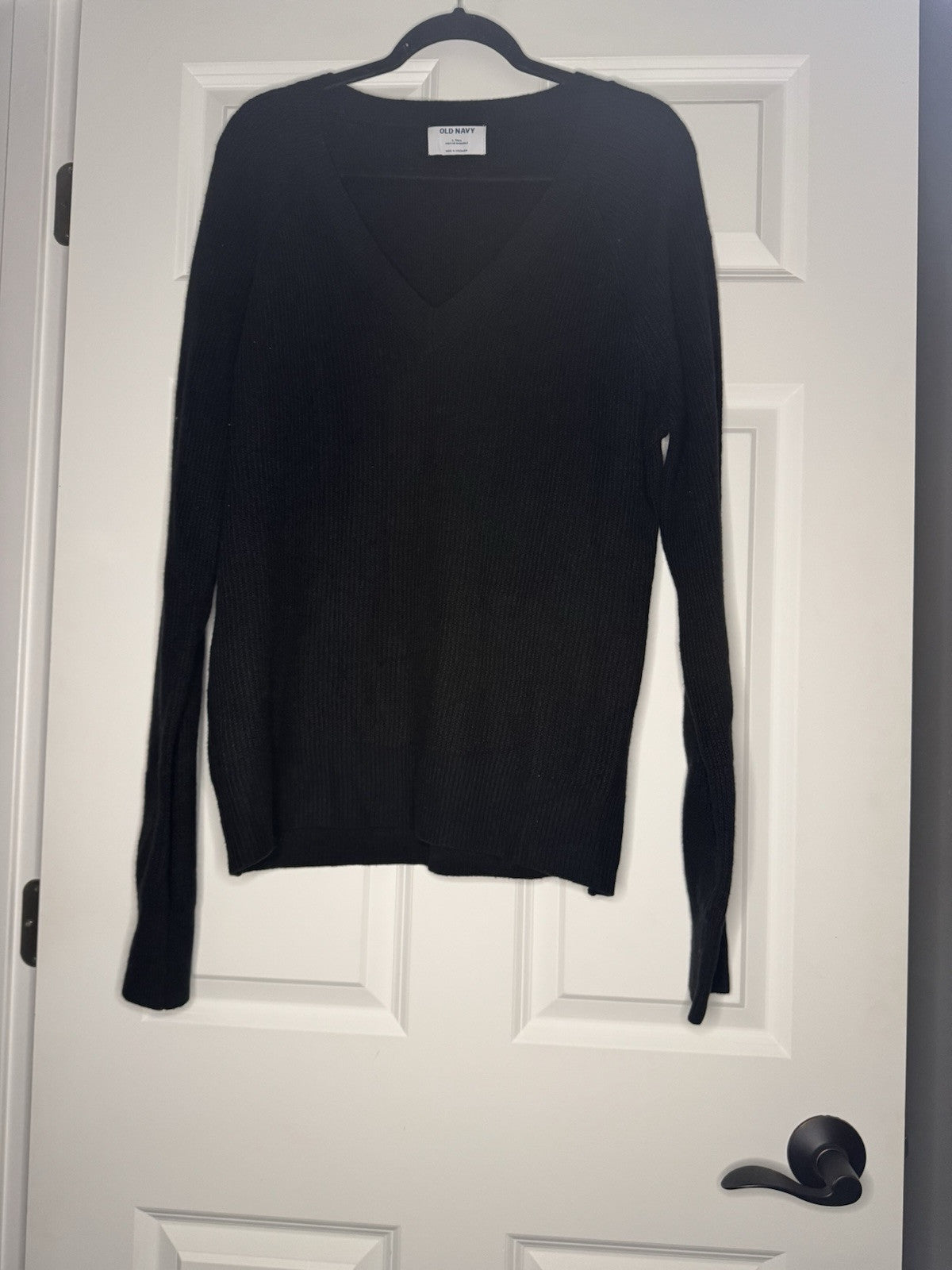 Old Navy V Neck Sweater Black Ribbed Large Tall Nwt 