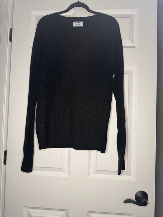 Old Navy V Neck Sweater Black Ribbed Large Tall Nwt 