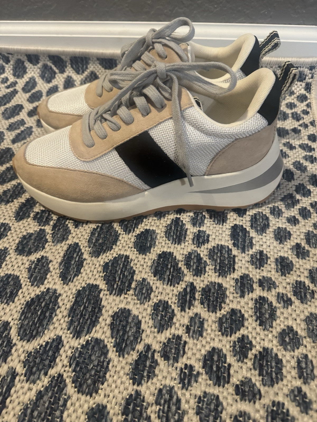 Shu Shop Platform Sneakers 8.5 Black Tan White Excellent Besides One Small Mark