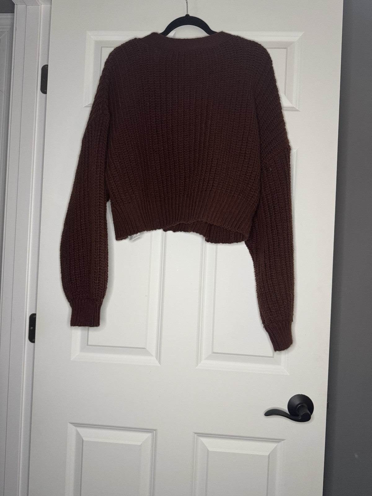 Roxy Cropped Brown Knit Cardigan Xl