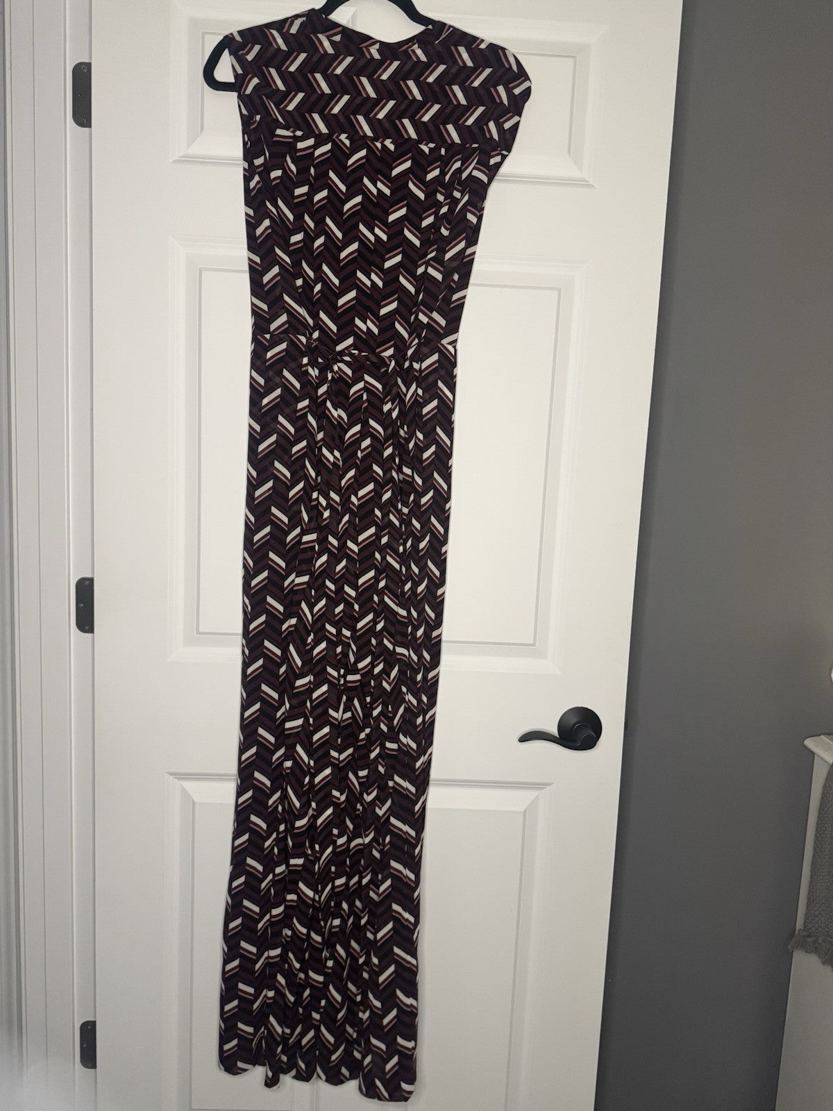 Michael Kors Sleeveless Jumpsuit W Belt Purple Mauve Black White Print Medium