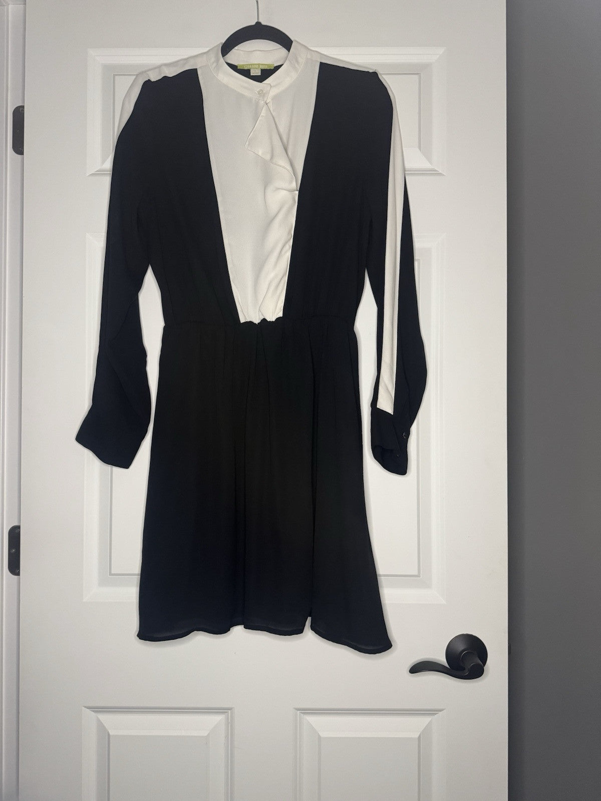 Gianni Bini Long Sleeve Dress Large Black And Ivory 