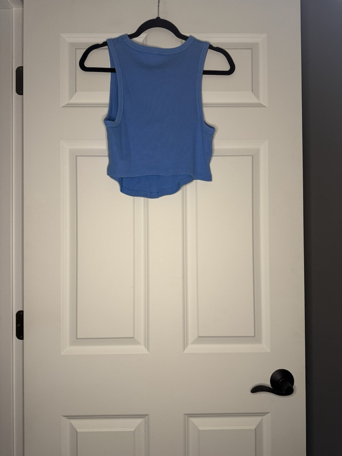 Aerie Cropped Tank Large Ribbed Blue 