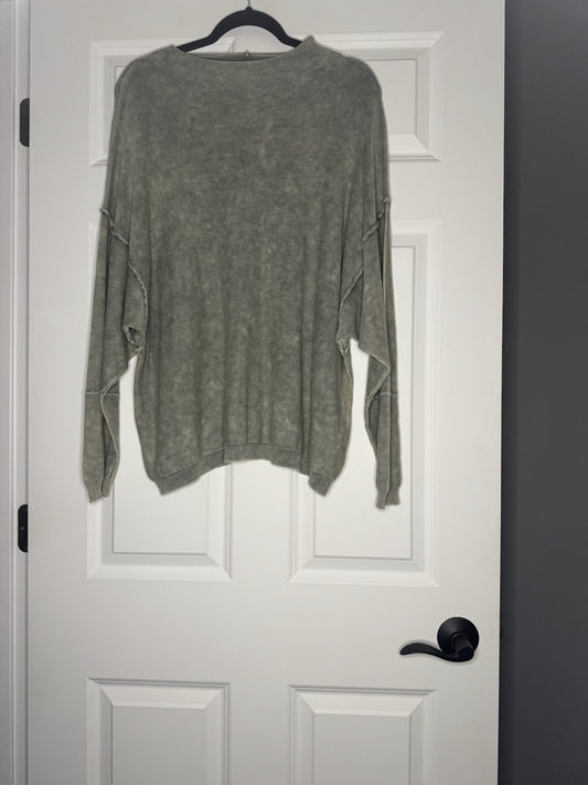 Mustard Seed Sweater Large Green Acid Wash 