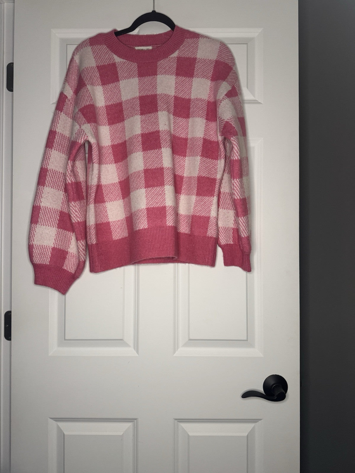 Sugar Lips Sweater Medium Pink Checkered 