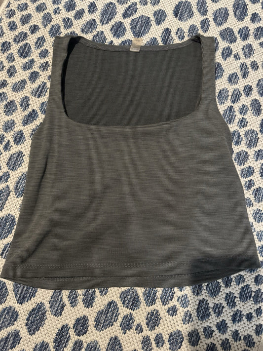 Beyond Yoga Cropped Tank Top Large Gray Ribbed