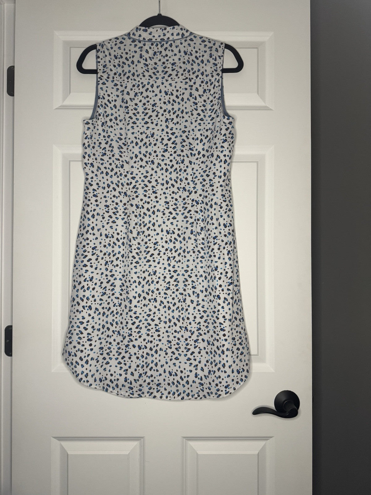 Cabi Sleeveless Button Up Dress Medium White W Brown And Blue Print 