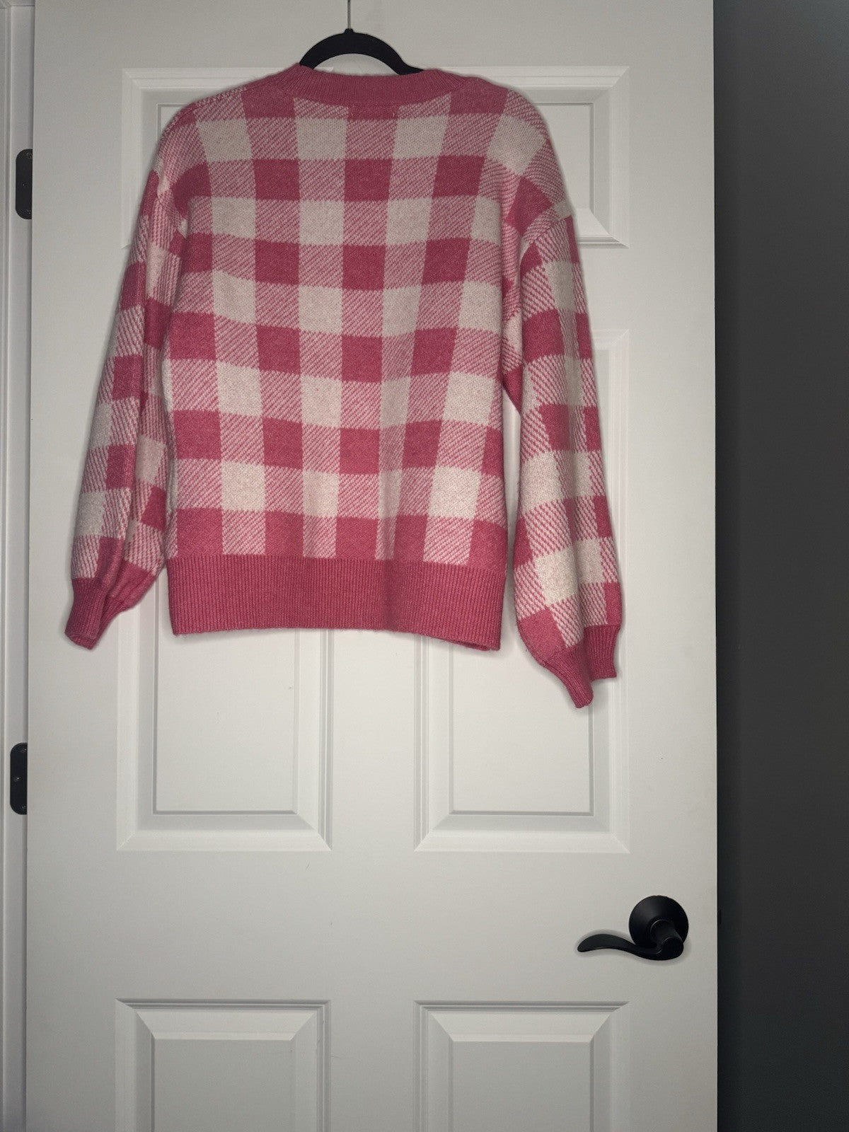 Sugar Lips Sweater Medium Pink Checkered 