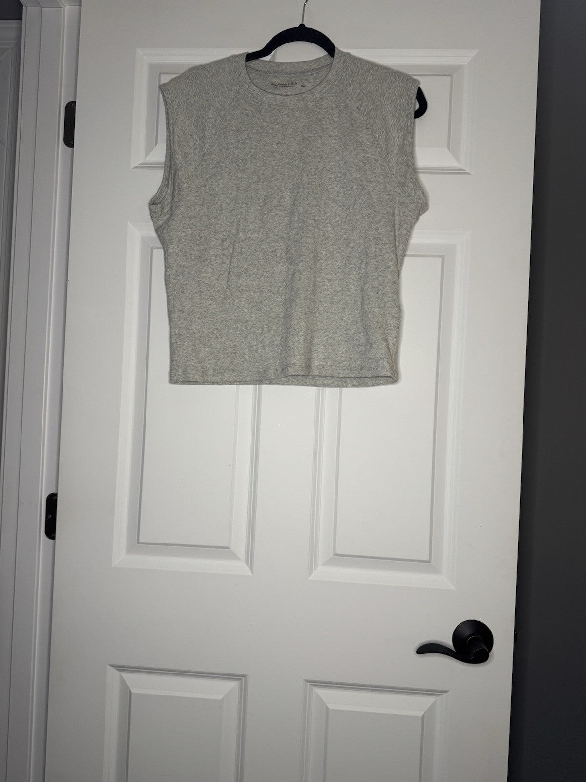Abercrombie And Fitch Soft Af Essentials Ribbed Short Sleeve Large Gray 