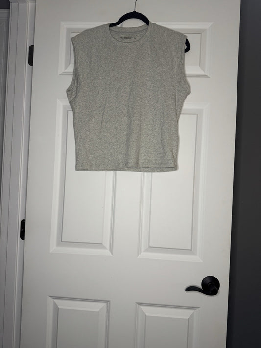 Abercrombie And Fitch Soft Af Essentials Ribbed Short Sleeve Large Gray 